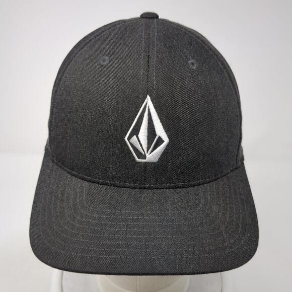 Volcom Stone Logo Fitted Hat Black Medium Embroidered Flexfit Outdoor - Picture 2 of 10